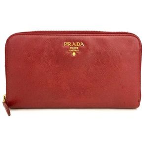 Used PRADA Saffiano Leather Zip Around Long Wallet